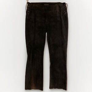Ralph Lauren Suede Leather Boot Leg Pants Women’s 10 Side Lace-up Y2K